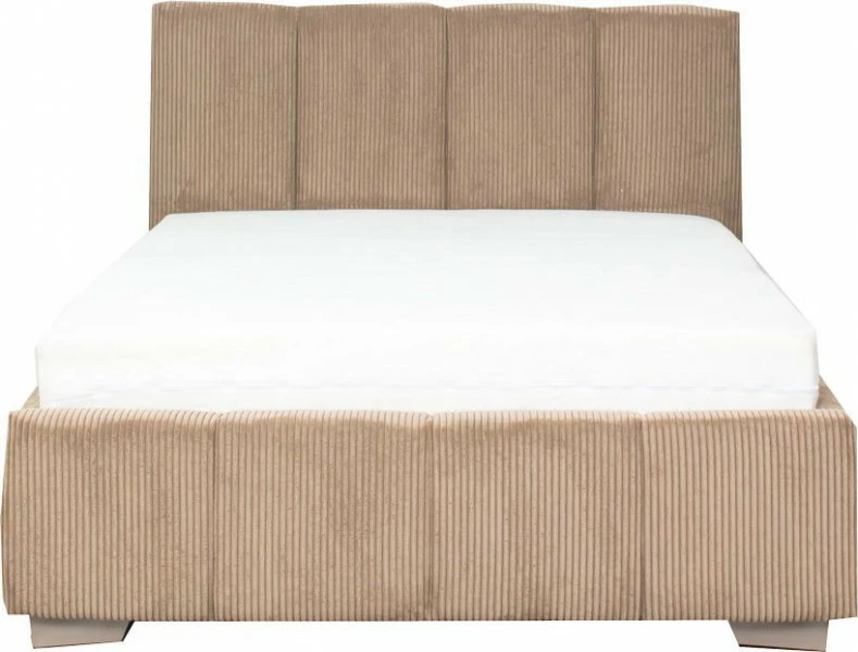 Łóżko tapicerowane 120 Mindy (sztruks brąz) ze stelażem i pojemnikiem 
