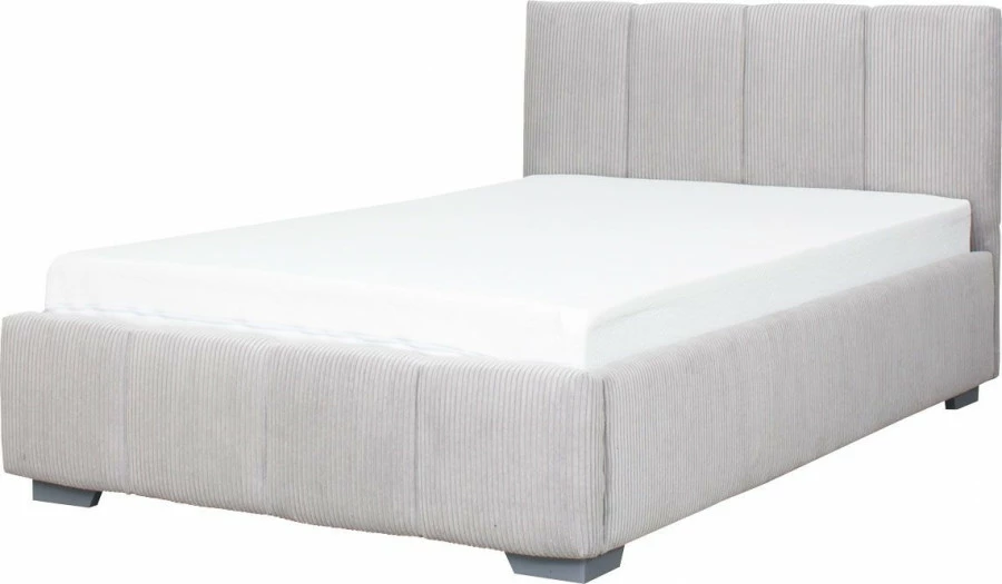 Łóżko tapicerowane 120 Mindy (sztruks szary) ze stelażem i pojemnikiem