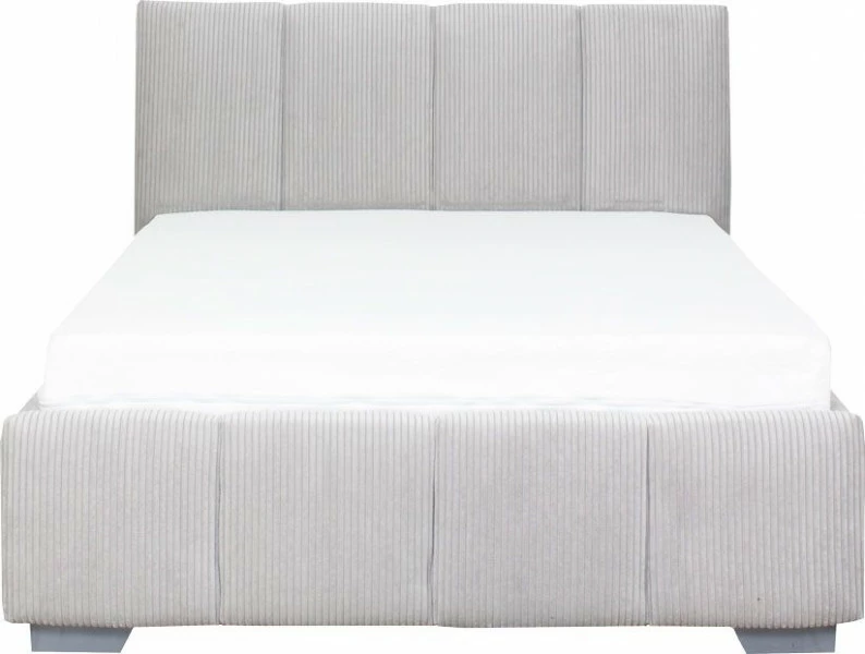 Łóżko tapicerowane 120 Mindy (sztruks szary) ze stelażem i pojemnikiem