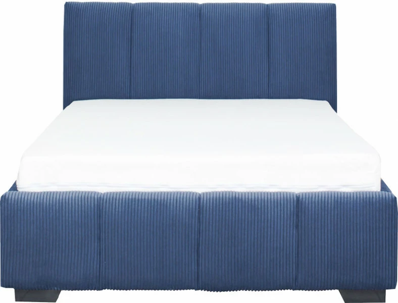Łóżko tapicerowane 120 Mindy (sztruks granat) ze stelażem i pojemnikiem 