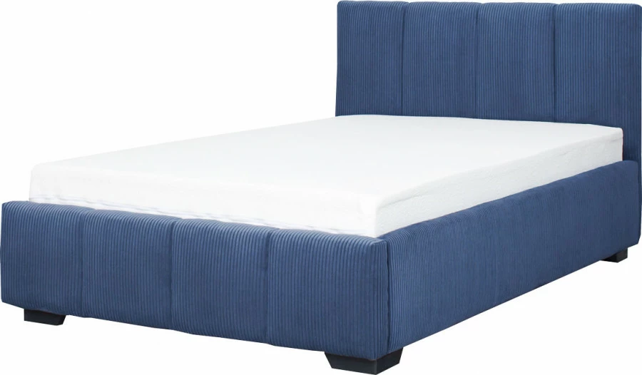 Łóżko tapicerowane 120 Mindy (sztruks granat) ze stelażem i pojemnikiem 