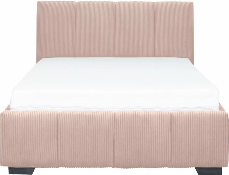 Łóżko tapicerowane 120 Mindy (sztruks róż) ze stelażem i pojemnikiem