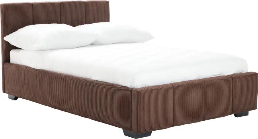 Łóżko tapicerowane 120 Mindy (sztruks czekoladowy brąz) ze stależem i pojemnikiem