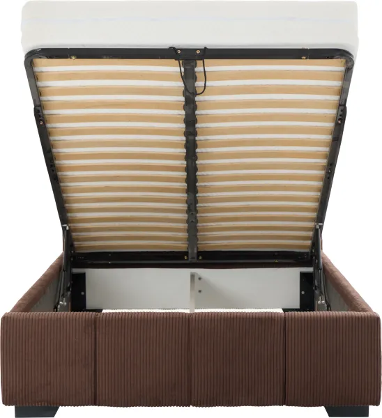 Łóżko tapicerowane 120 Mindy (sztruks czekoladowy brąz) ze stależem i pojemnikiem