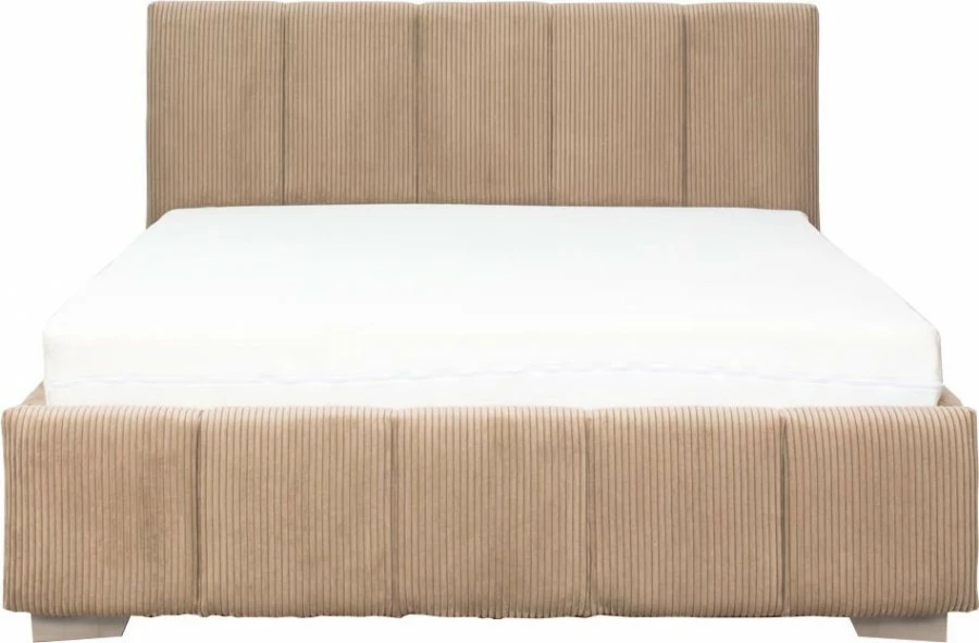 Łóżko tapicerowane 140 Mindy (sztruks brąz) ze stelażem i pojemnikiem