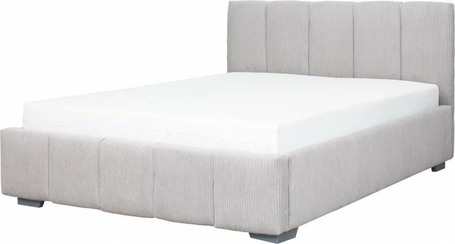 Łóżko tapicerowane 140 Mindy (sztruks szary) ze stelażem i pojemnikiem 