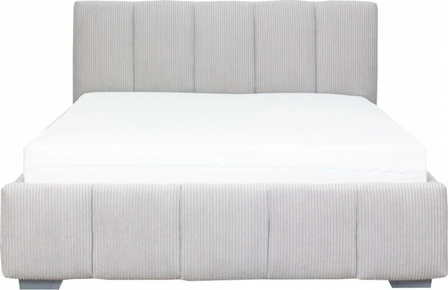 Łóżko tapicerowane 140 Mindy (sztruks szary) ze stelażem i pojemnikiem