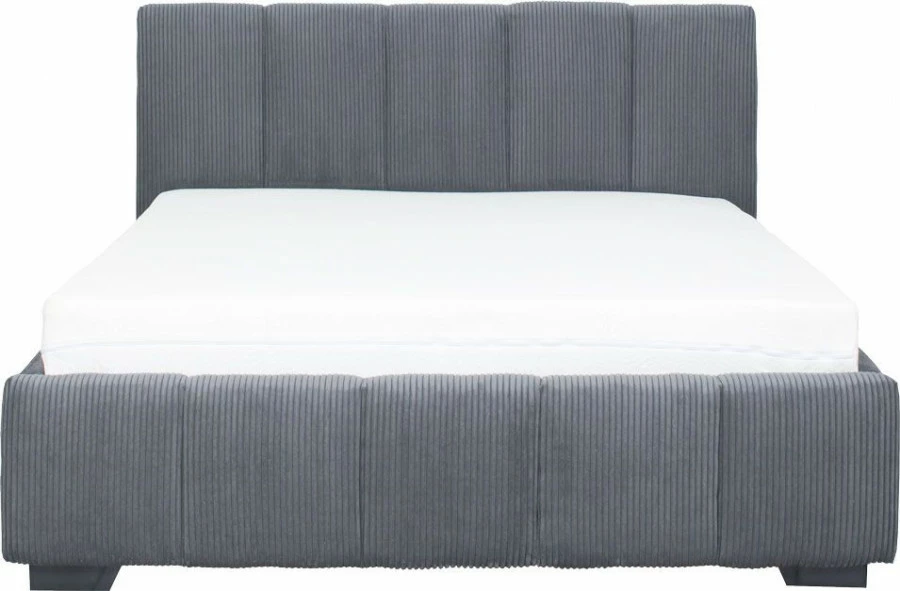 Łóżko tapicerowane 140 Mindy (sztruks grafit) ze stelażem i pojemnikiem