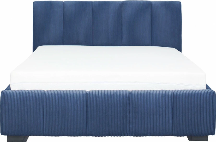 Łóżko tapicerowane 140 Mindy (sztruks granat) ze stelażem i pojemnikiem
