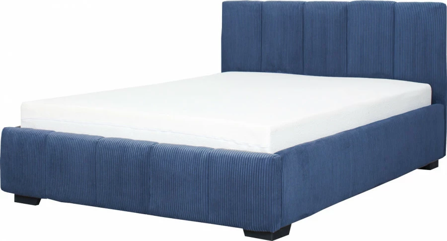 Łóżko tapicerowane 140 Mindy (sztruks granat) ze stelażem i pojemnikiem