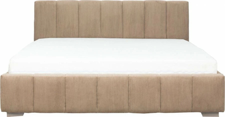 Łóżko tapicerowane 180 Mindy (sztruks brąz) ze stelażem i pojemnikiem 