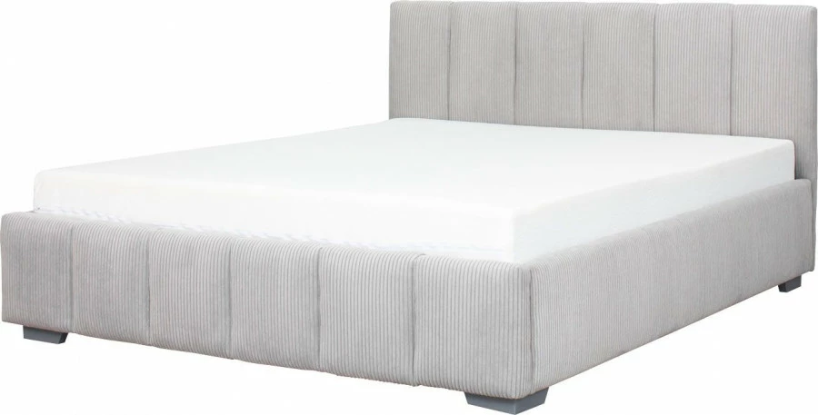 Łóżko tapicerowane 160 Mindy (sztruks szary) ze stelażem i pojemnikiem