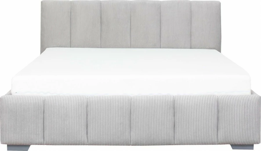 Łóżko tapicerowane 160 Mindy (sztruks szary) ze stelażem i pojemnikiem