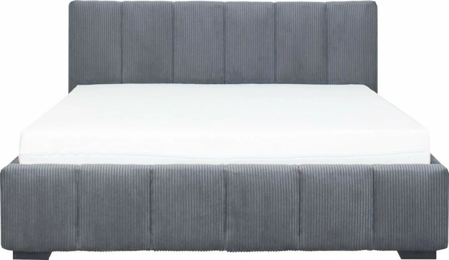 Łóżko tapicerowane 160 Mindy (sztruks grafit) ze stelażem i pojemnikiem