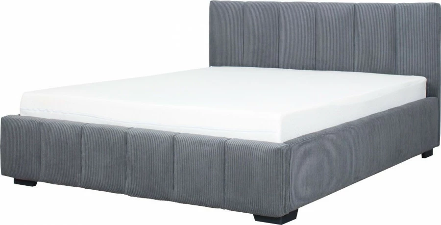 Łóżko tapicerowane 160 Mindy (sztruks grafit) ze stelażem i pojemnikiem
