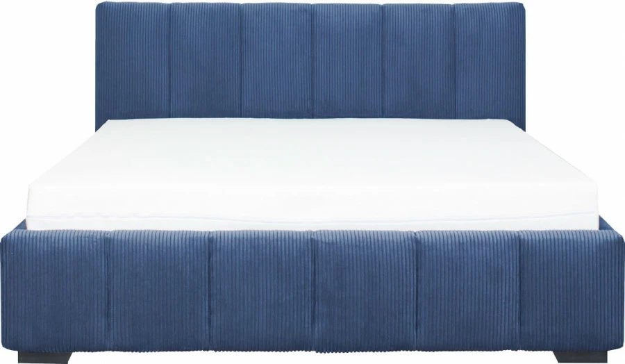 Łóżko tapicerowane 160 Mindy (sztruks granat) ze stelażem i pojemnikiem 