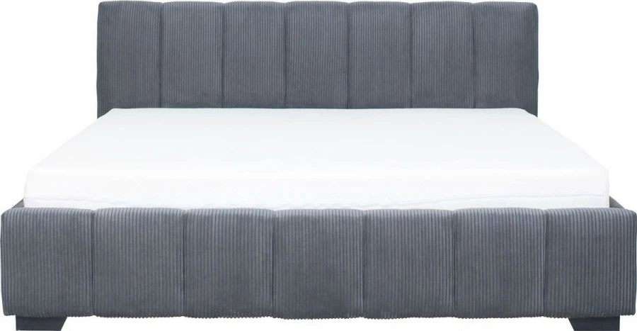 Łóżko tapicerowane 180 Mindy (sztruks grafit) ze stelażem i pojemnikiem