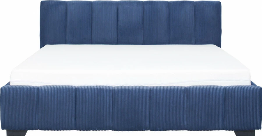 Łóżko tapicerowane 180 Mindy (sztruks granat) ze stelażem i pojemnikiem