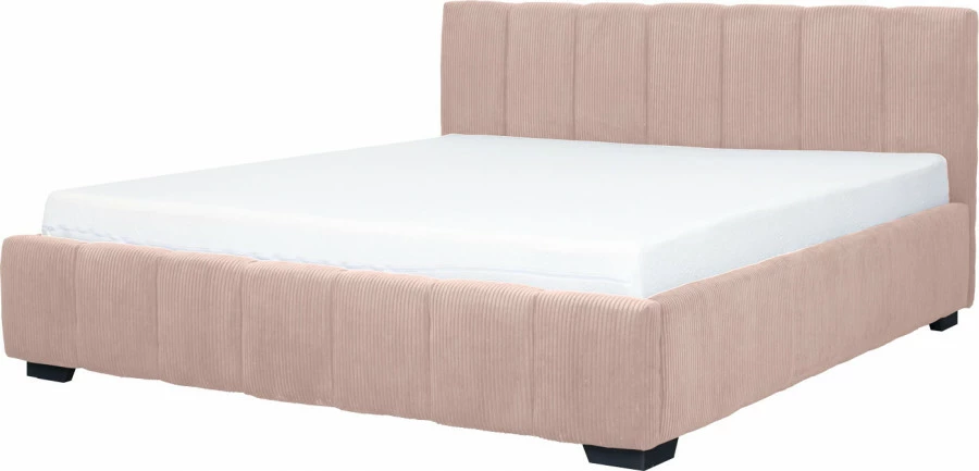 Łóżko tapicerowane 180 Mindy (sztruks róż) ze stelażem i pojemnikiem