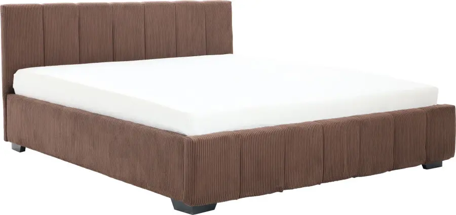 Łóżko tapicerowane 180 Mindy (sztruks czekoladowy brąz) ze stelażem i pojemnikiem