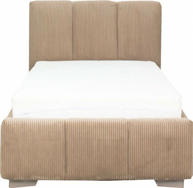 Łóżko tapicerowane 90 Mindy (sztruks brąz) ze stelażem i pojemnikiem