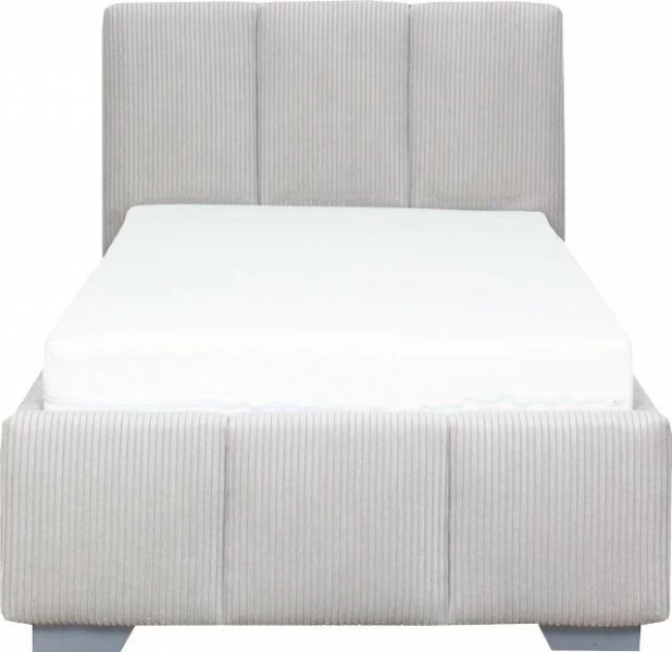 Łóżko tapicerowane 90 Mindy (sztruks szary) ze stelażem i pojemnikiem