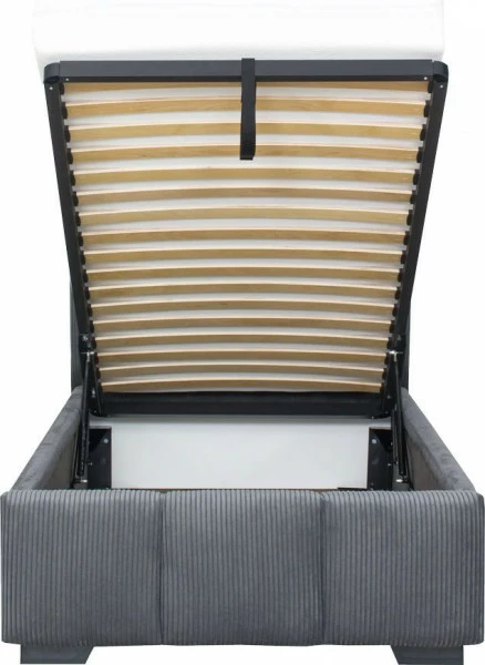 Łóżko tapicerowane 90 Mindy (sztruks grafit) ze stelażem i pojemnikiem