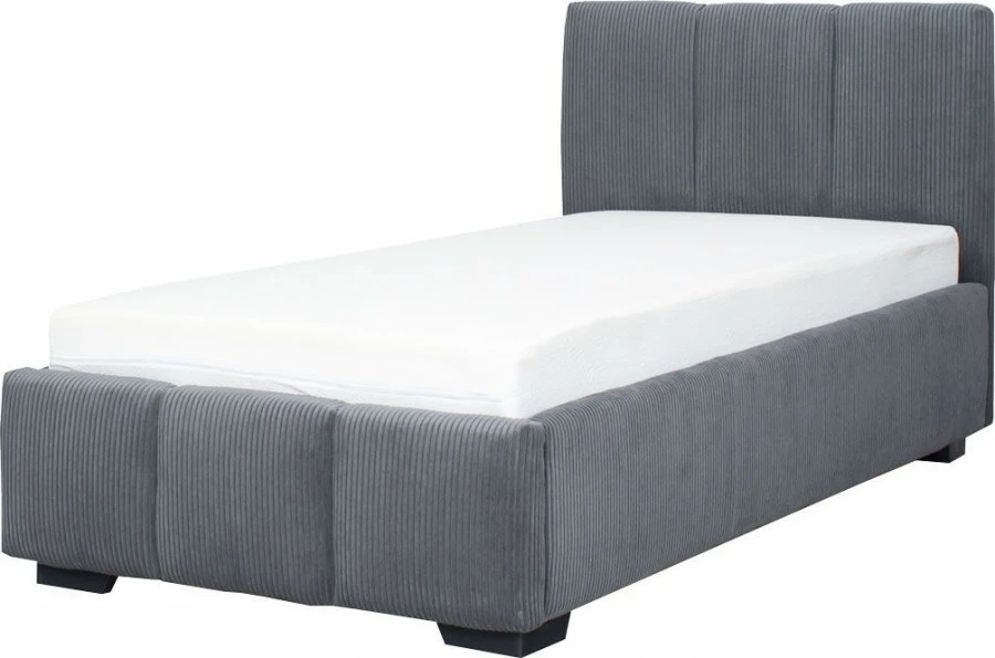 Łóżko tapicerowane 90 Mindy (sztruks grafit) ze stelażem i pojemnikiem