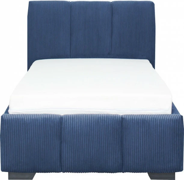 Łóżko tapicerowane 90 Mindy (sztruks granat) ze stelażem i pojemnikiem