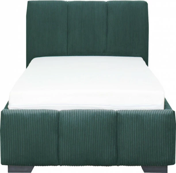 Łóżko tapicerowane Mindy 90 (sztruks zielony) ze stelażem i pojemnikiem