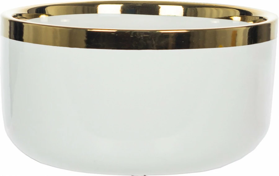 Miseczka ceramiczna Cindy biała ze złotym paskiem 