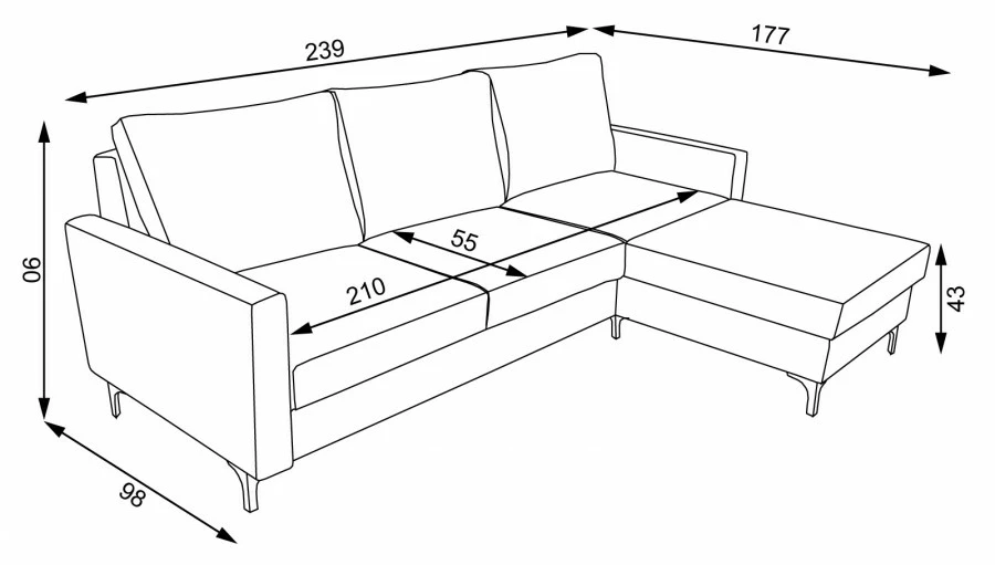 Narożnik Milano (plusz brąz)