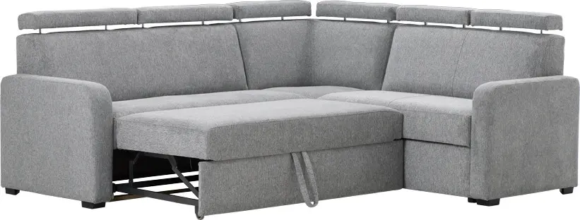 Narożnik Lazur z siedziskiem 3-os. rokładanym i 2-os. (rojal szary)