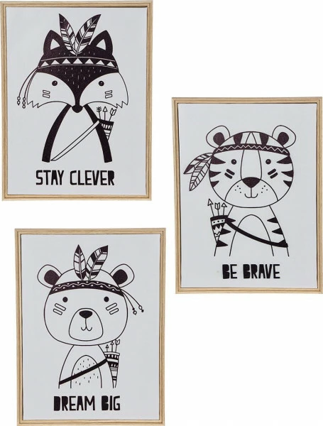 Zestaw 3 obrazów dla dzieci w ramie Tasso 1 