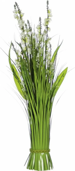 Ozdoba Flawina 44 sztuczna trawa z białymi kwiatami 