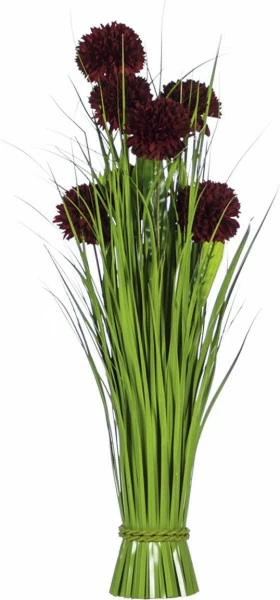 Ozdoba Flawina 46 sztuczna trawa z czerwonymi kwiatami