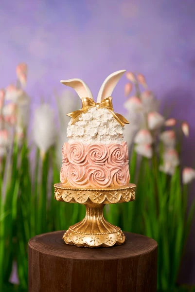 Ozdoba wielkanocna torcik Pink Easter 39 (biały/złoty/różowy)