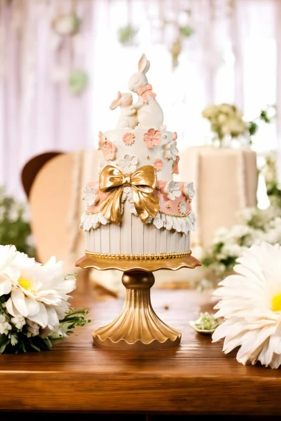 Ozdoba wielkanocna torcik Pink Easter 40 (biały/złoty/różowy)