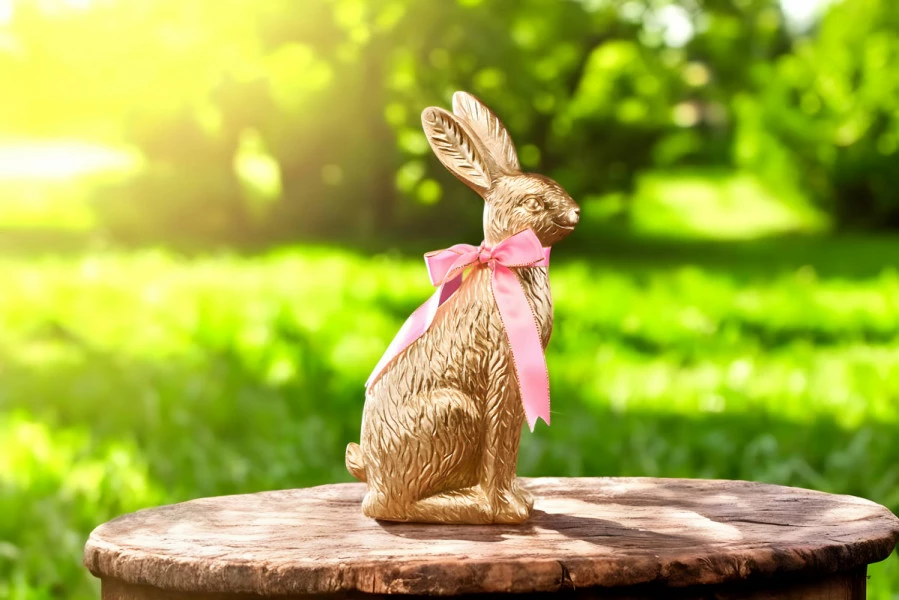 Ozdoba wielkanocna królik Pink Easter 30 27.5cm (złoty/różowy)