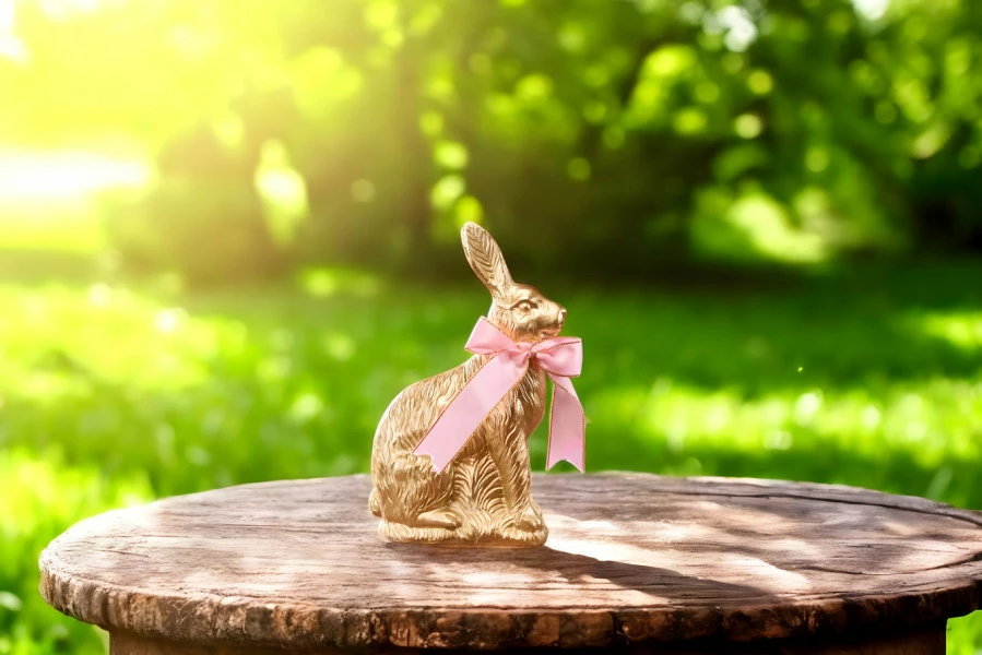 Ozdoba wielkanocna królik Pink Easter 30 19cm (złoty/różowy)