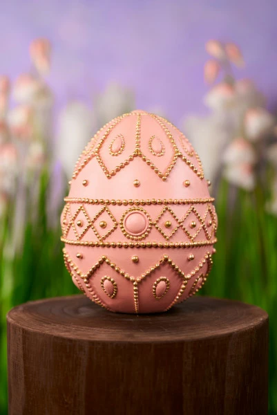 Ozdoba wielkanocna jajko Pink Easter 33 (różowy/złoty)