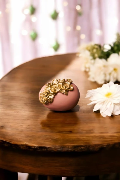 Ozdoba wielkanocna jajko Pink Easter 36 (różowy/złoty)