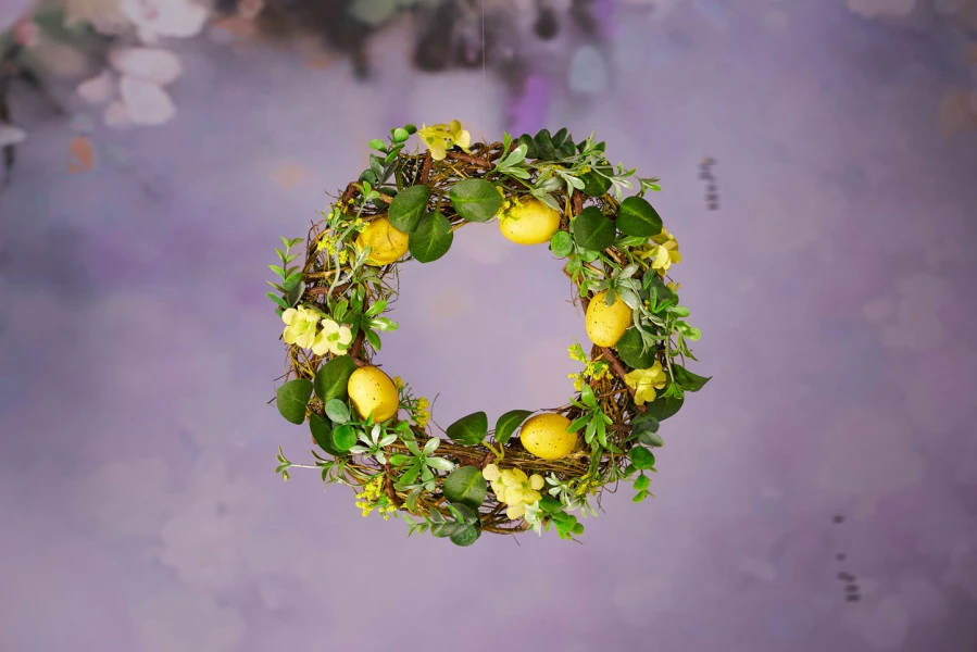 Dekoracja wielkanocna wianek Easter (zielony/żółty)