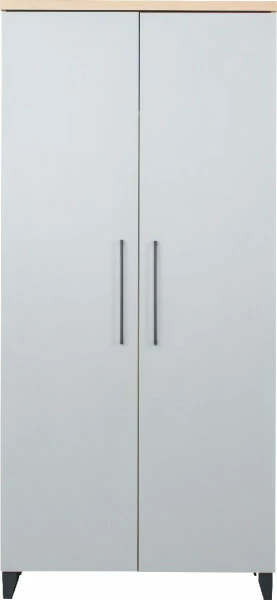 Szafa 2-drzw. z półkami i drążkiem Panama (szary/dąb Soma ciemny)