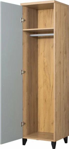 Półszafa uniwersalna z półkami i drążkiem Panama (szary/dąb Soma ciemny)