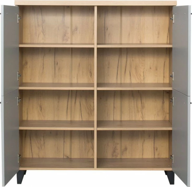 Komoda 4 drzwiowa Panama (szary/dąb Soma ciemny)