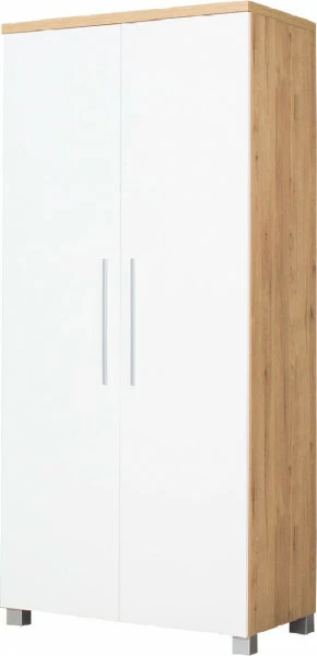 Szafa 2-drzw. z półkami Panama (biały-połysk/dąb Soma ciemny) 