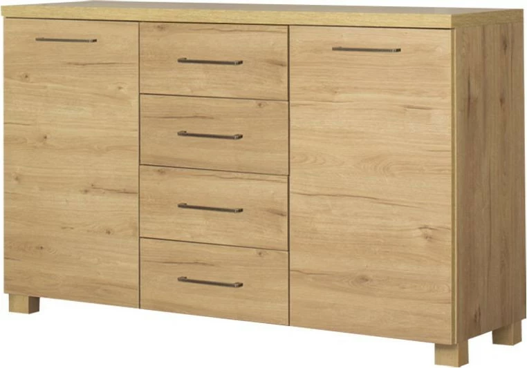 Komoda z frontami i 4-szufladami Panama (dąb Soma ciemny) 