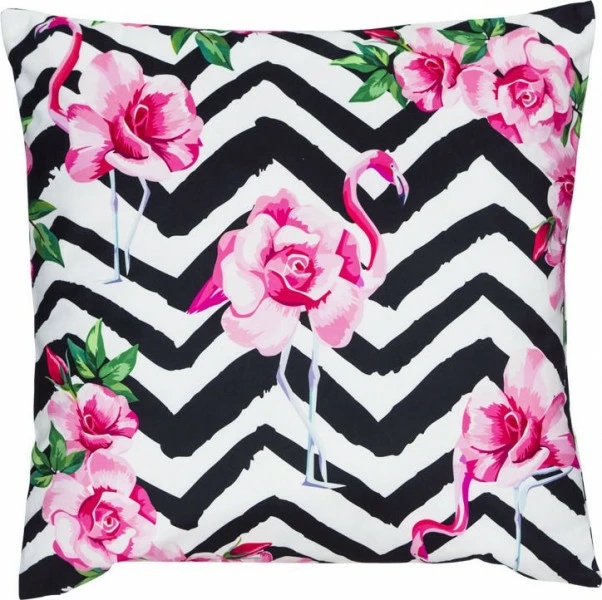 Poszewka Pires 101 (biało-czarna z flamingiem i kwiatami)