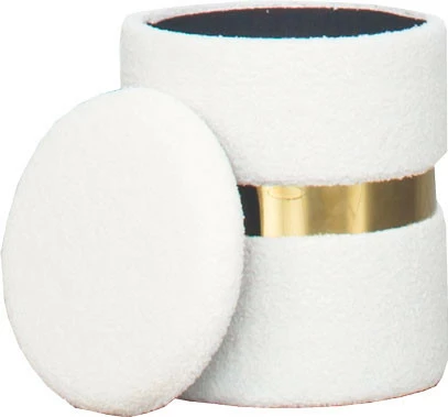 Pufa mała Altino beżowa ze złotą ramką